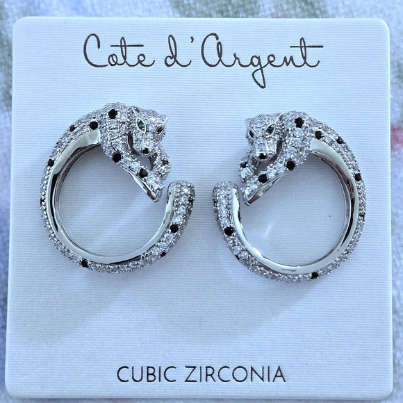 Cote d'Argent Circular Silver🤍 Cheetah Earrings - NWT - Picture 13 of 16